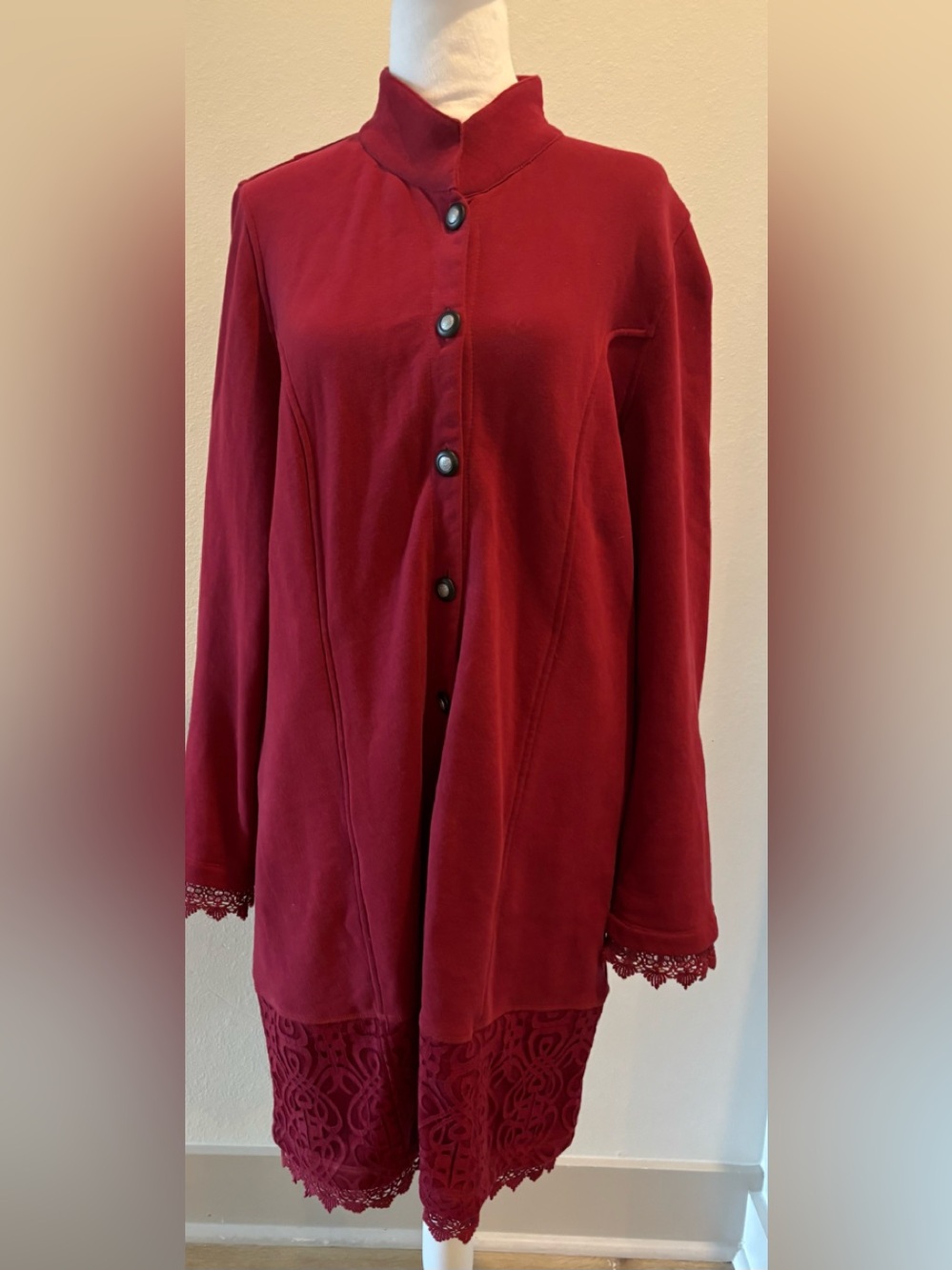 Soft Surroundings pretty fleece and lace jacket size large